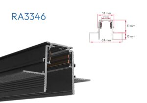 RA3346 PERFIL ALUMINIO RIEL MAGNÉTICO NEGRO 1mtr