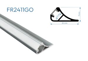 FR2411NO PERFIL DE ALUMINIO NEGRO DIFUSOR OPAL 1mtr