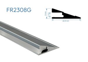 FR2308G PERFIL DE ALUMINIO GRIS DIFUSOR SILICONA 1mtr