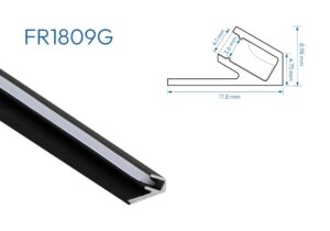 FR1809G PERFIL DE ALUMINIO GRIS DIFUSOR SILICONA 1mtr