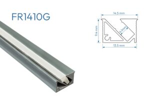 FR1410G PERFIL DE ALUMINIO GRIS DIFUSOR SILICONA 1mtr