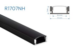 R1707NH PERFIL DE ALUMINIO NEGRO DIFUSOR HUMO PROMO 1mtr