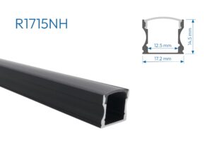 R1715NH PERFIL DE ALUMINIO NEGRO DIFUSOR HUMO 1mtr