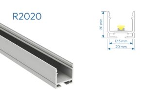 R2020 PERFIL DE ALUMINIO SIN DIFUSOR 1mtr