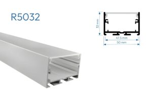 R5032 PERFIL DE ALUMINIO DIFUSOR OPAL 2.5mtr