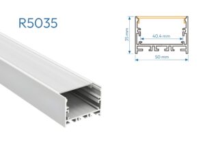 R5035 PERFIL DE ALUMINIO DIFUSOR OPAL 3.5mtr