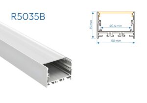 R5035B PERFIL DE ALUMINIO BLANCO SOBREPONER 3.5mtr