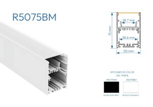 R5075NM PERFIL DE ALUMINIO BLANCO MATE 3.5mtr