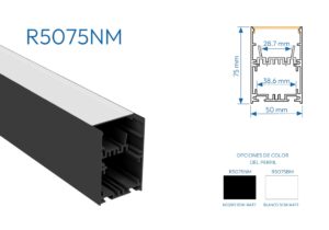 R5075NM PERFIL DE ALUMINIO NEGRO MATE 3.5mtr