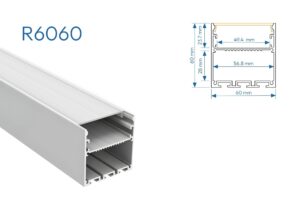 R6060 PERFIL DE ALUMINIO DIFUSOR OPAL 3.5mtr
