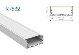 R7532 PERFIL DE ALUMINIO DIFUSOR OPAL 2.5mtr