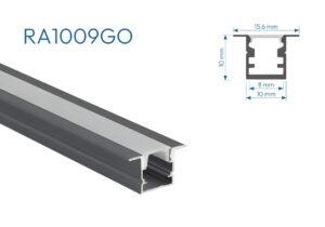 RA1009GO PERFIL DE ALUMINIO GRIS CON DIFUSOR OPAL 1mtr