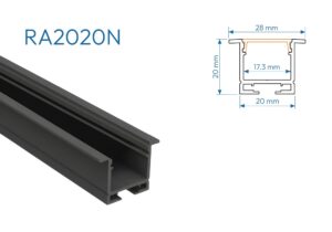 RA2020N PERFIL DE ALUMINIO NEGRO SIN DIFUSOR 1mtr