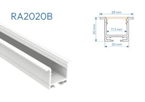 RA2020B PERFIL DE ALUMINIO BLANCO SIN DIFUSOR 1mtr