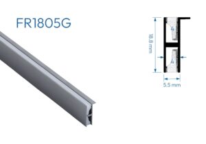 FR1805G PERFIL DE ALUMINIO GRIS DIFUSOR SILICONA 1mtr
