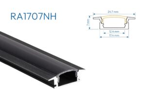 RA1707NH PERFIL DE ALUMINIO NEGRO DIFUSOR HUMO 1mtr