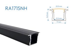 RA1715NH ECO PERFIL DE ALUMINIO NEGRO DIFUSOR HUMO 1mtr