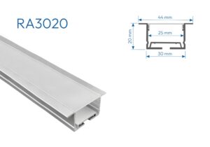 RA3020 PERFIL DE ALUMINIO DIFUSOR OPAL 1mtr