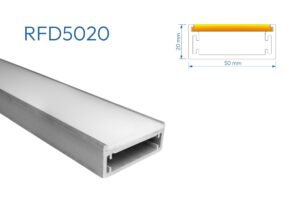 RFD5020 PERFIL DE ALUMINIO CRUDO DIFUSOR OPAL SILICONA 1mtr