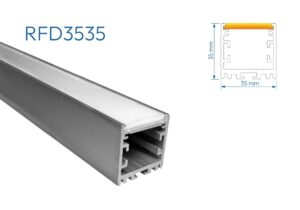 RFD3535 PERFIL DE ALUMINIO CRUDO DIFUSOR OPAL SILICONA 1mtr