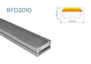 RFD2010 PERFIL DE ALUMINIO CRUDO DIFUSOR OPAL SILICONA 1mtr