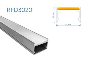 RFD3020 PERFIL DE ALUMINIO CRUDO DIFUSOR OPAL SILICONA 1mtr