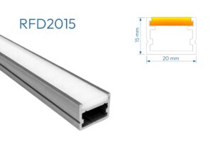 RFD2015 PERFIL DE ALUMINIO CRUDO DIFUSOR OPAL SILICONA 1mtr