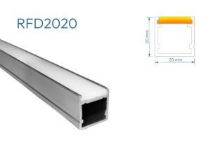 RFD2020 PERFIL DE ALUMINIO CRUDO DIFUSOR OPAL 1mtr