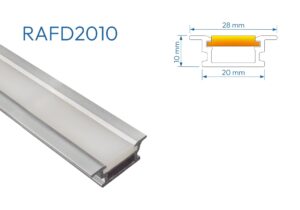 RAFD2010 PERFIL DE ALUMINIO CRUDO DIFUSOR OPAL SILICONA 1mtr