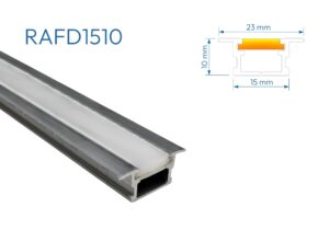 RAFD1510 PERFIL DE ALUMINIO CRUDO DIFUSOR OPAL SILICONA 1mtr