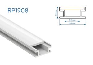 RP1908 PERFIL DE ALUMINIO DIFUSOR OPAL PISO 1mtr