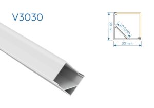 V3030 PERFIL DE ALUMINIO DIFUSOR OPAL 1mtr