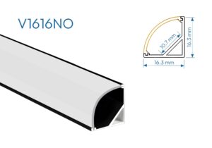V1616NO PERFIL DE ALUMINIO NEGRO DIFUSOR OPAL 1mtr