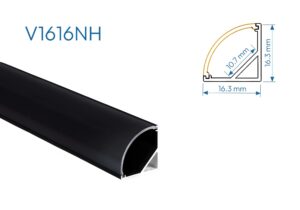 V1616NH PERFIL DE ALUMINIO NEGRO DIFUSOR HUMO 1mtr