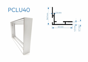 PCLU40 4cm PERFIL CAJA DE LUZ UNA CARA 1mtr