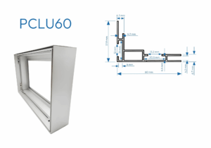 PCLU60 6cm PERFIL CAJA DE LUZ UNA CARA 1mtr
