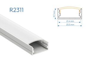 R2311 PERFIL DE ALUMINIO DIFUSOR OPAL 1mtr