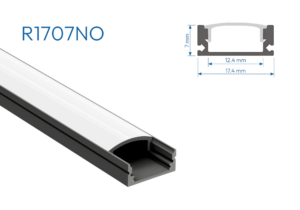 R1707NO PERFIL DE ALUMINIO NEGRO DIFUSOR OPAL 1mtr