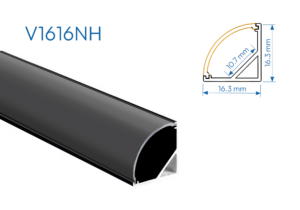 V1616NH PERFIL DE ALUMINIO NEGRO DIFUSOR HUMO PROMO 1mtr