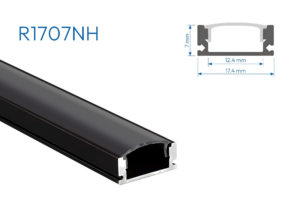 R1707NH PERFIL DE ALUMINIO NEGRO DIFUSOR HUMO PROMO 1mtr